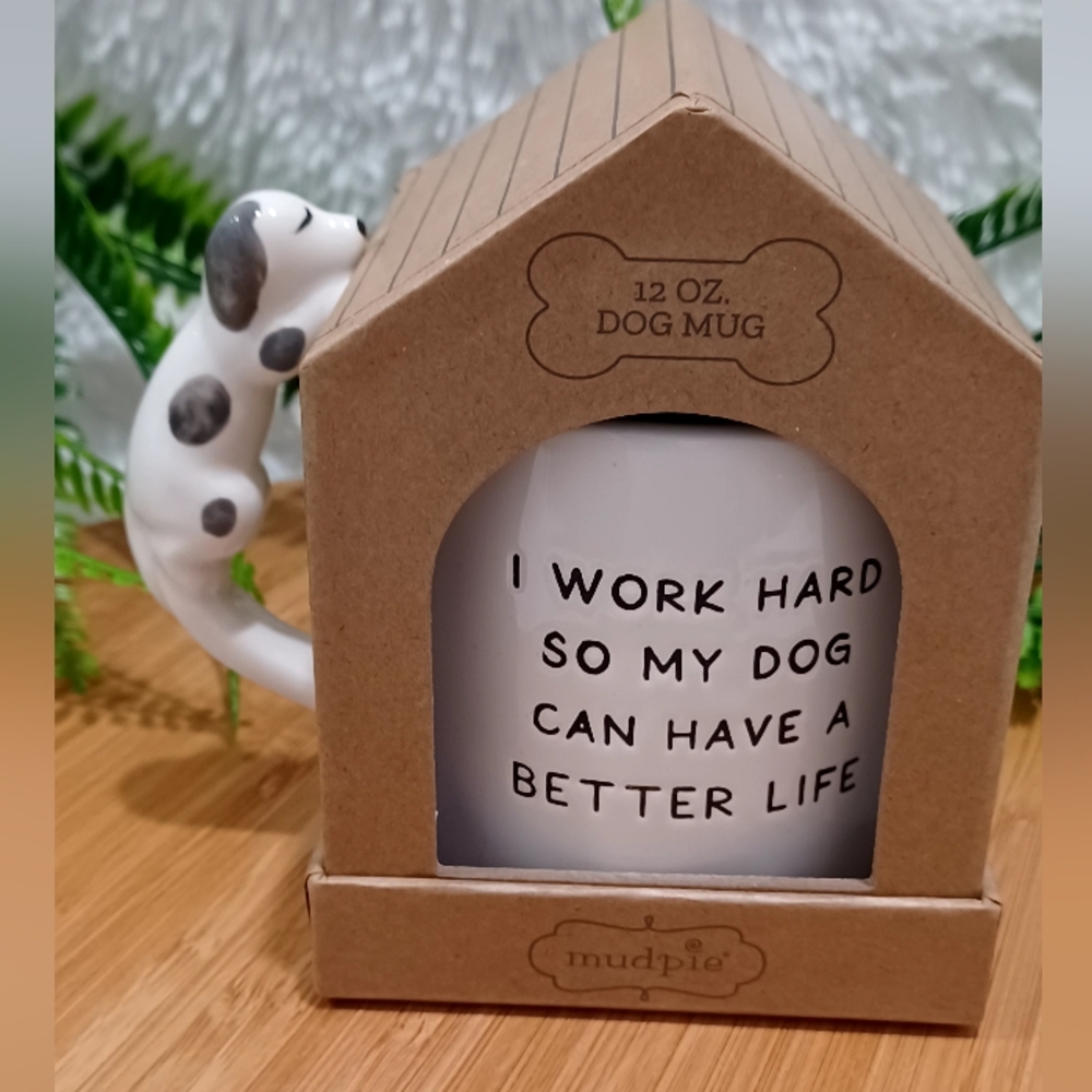 NIB Mud Pie Boxed Dog Mug 12 Oz.